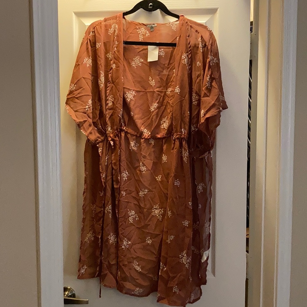 Dark blush chiffon kimono